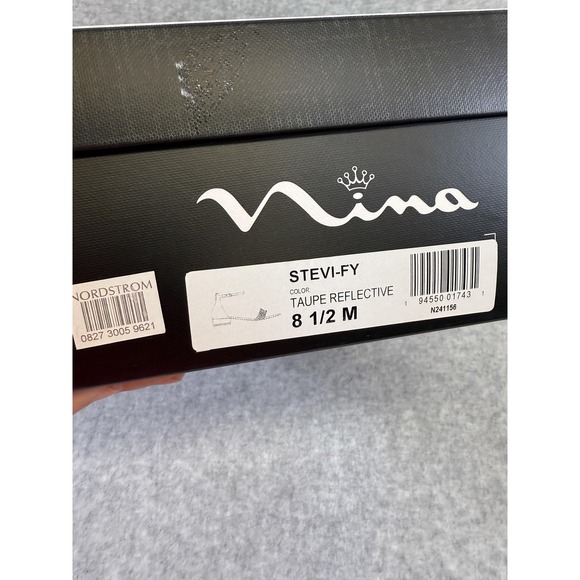 Nina Stevi-Fy Shoes Womens Size 8.5 Reflective Dress Sandals Rhinestone Heel - Picture 9 of 9